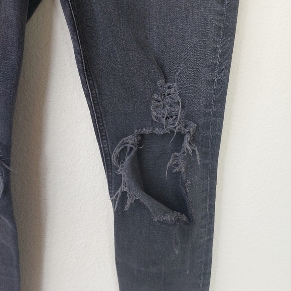 Agolde Nico Cassette  Distressed Black Button Fly Jeans Size 29 - Picture 4 of 13